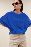 by bar Damen T-Shirt Nuki slub top azul blue