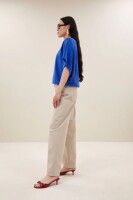 by bar Damen T-Shirt Nuki slub top azul blue