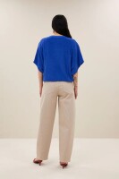 by bar Damen T-Shirt Nuki slub top azul blue