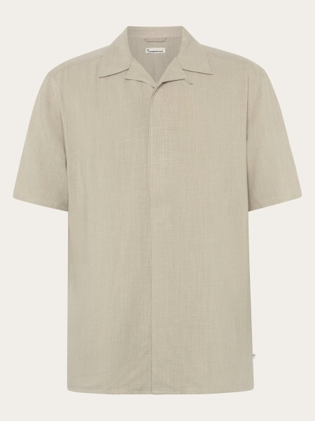 KnowledgeCotton Herren Hemd kurzarm 1090160 relaxed short sleeve Shirt Light Feather Grey