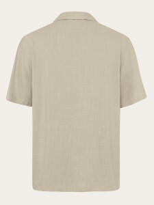 KnowledgeCotton Herren Hemd kurzarm 1090160 relaxed short sleeve Shirt Light Feather Grey