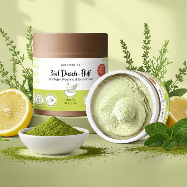 Puremetics Dusch-Fluff Detox Matcha