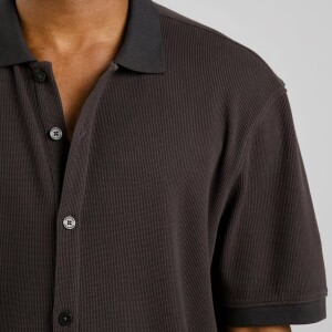 Dedicated Herren Hemd Kurzarm Falkvik Waffle Phantom Black
