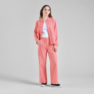 Dedicated Damen Hose Vara Workwear Stripe Grenadine Red