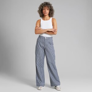 Dedicated Damen Hose Vara Workwear Stripe Blue
