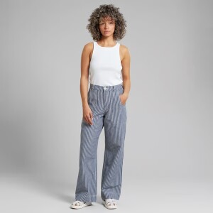 Dedicated Damen Hose Vara Workwear Stripe Blue