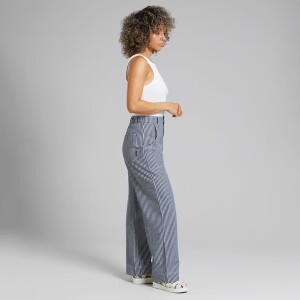 Dedicated Damen Hose Vara Workwear Stripe Blue
