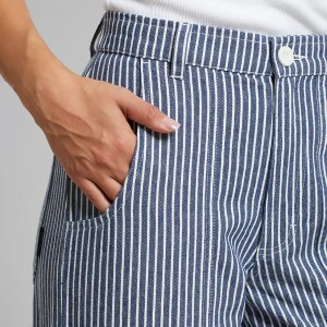 Dedicated Damen Hose Vara Workwear Stripe Blue