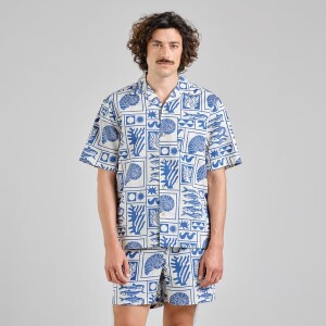 Dedicated Herren Hemd Kurzarm Marstrand Ocean Squares Oat...