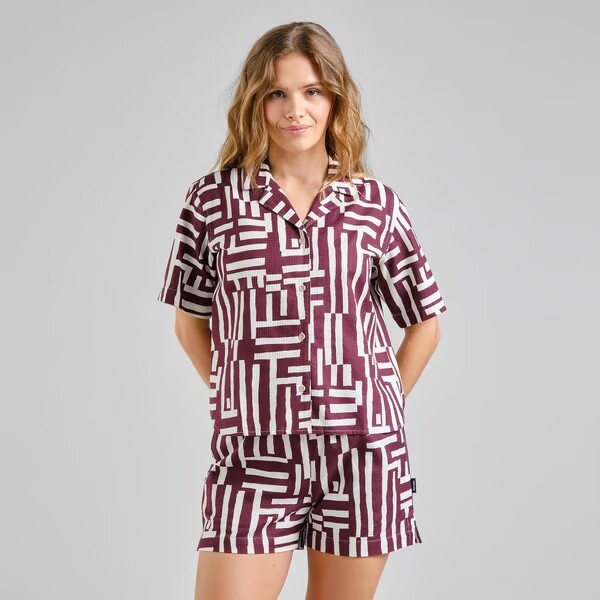Dedicated Damen Bluse Torup Lines & Sticks Fig