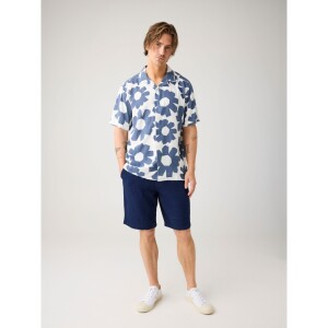 KnowledgeCotton Herren Hemd kurzarm 1090157 relaxed Linen mix print