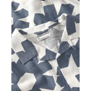KnowledgeCotton Herren Hemd kurzarm 1090157 relaxed Linen mix print