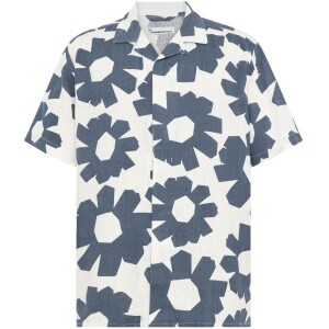 KnowledgeCotton Herren Hemd kurzarm 1090157 relaxed Linen mix print