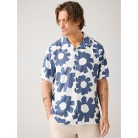 KnowledgeCotton Herren Hemd kurzarm 1090157 relaxed Linen mix print