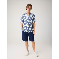 KnowledgeCotton Herren Hemd kurzarm 1090157 relaxed Linen mix print