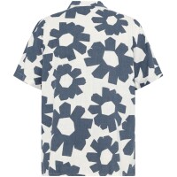 KnowledgeCotton Herren Hemd kurzarm 1090157 relaxed Linen mix print
