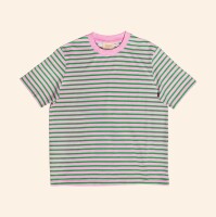 popeia Damen T-Shirt Gestreift aus Bio-Baumwolle in Pink/Grün