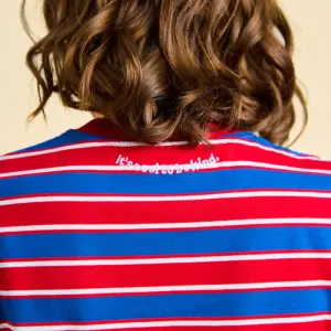 popeia Damen T-Shirt Gestreift aus Bio-Baumwolle in rot/blau