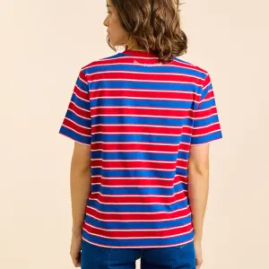 popeia Damen T-Shirt Gestreift aus Bio-Baumwolle in rot/blau