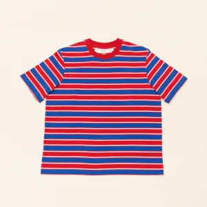 popeia Damen T-Shirt Gestreift aus Bio-Baumwolle in rot/blau
