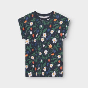 Dedicated Damen T-Shirt Visby Strawberry Field Black