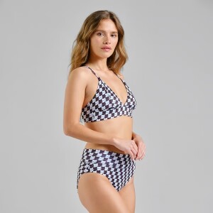 Dedicated Damen Bikini Top Alva Pepita Cats Black