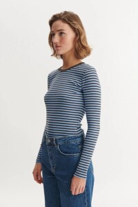 Basic Apparel Damen Longsleeve Ludmilla Frozen Fjord/Raven