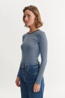 Basic Apparel Damen Longsleeve Ludmilla Frozen Fjord/Raven