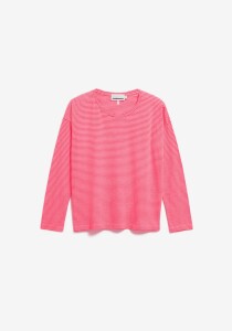 Armedangels Damen Longsleeve Xianaa Stripes pink mist-mars red