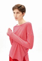 Armedangels Damen Longsleeve Xianaa Stripes pink mist-mars red