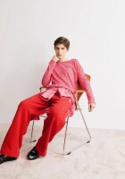 Armedangels Damen Longsleeve Xianaa Stripes pink mist-mars red