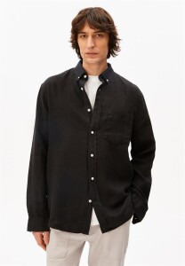 Armedangels Herren Hemd Linen Longsleeve black