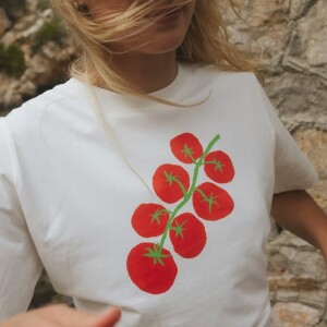 Dedicated Damen T-Shirt Vadstena Tomato Off-White