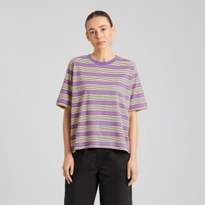 Dedicated Damen T-Shirt Vadstena Retro Stripes Haze Purple