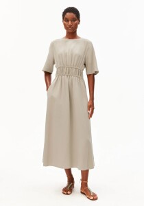 Armedangels Damen Kleid GERAFFTES KLEID LEINEN-MIX sandstone