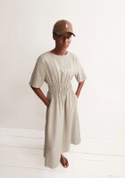 Armedangels Damen Kleid GERAFFTES KLEID LEINEN-MIX sandstone
