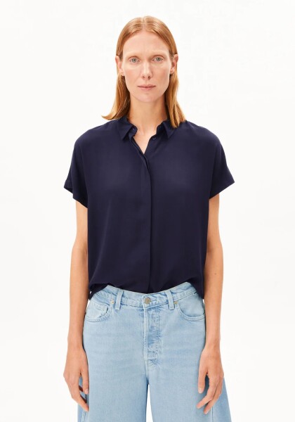 Armedangels Damen Bluse Larisaana tinted navy