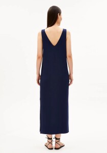 Armedangels Damen Kleid ÄRMELLOSES JERSEY-MIDI-KLEID tinted navy