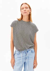 Armedangels Damen T-Shirt slub jersey stripe black-oatmilk
