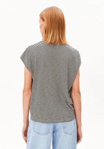 Armedangels Damen T-Shirt slub jersey stripe black-oatmilk