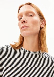 Armedangels Damen T-Shirt slub jersey stripe black-oatmilk