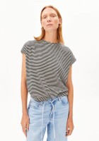 Armedangels Damen T-Shirt slub jersey stripe black-oatmilk