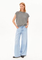 Armedangels Damen T-Shirt slub jersey stripe black-oatmilk