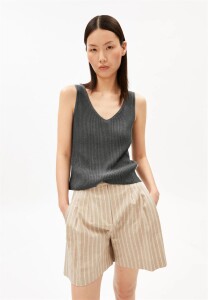 Armedangels Damen Top LEINEN-MIX STRICKTOP space steel