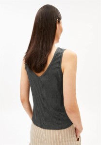 Armedangels Damen Top LEINEN-MIX STRICKTOP space steel