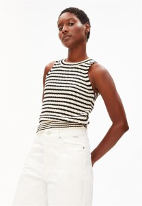Armedangels Damen Top GESTREIFTES STRICKTOP undyed-black