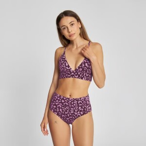 Dedicated Damen Bikini Top Alva Leopard Burgundy