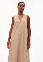 Armedangels Damen Kleid V-AUSSCHNITT POPLIN MAXI-KLEID true camel