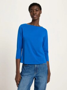 Lanius Damen T-Shirt U-Boot-Shirt mit 3/4 Arm lapis