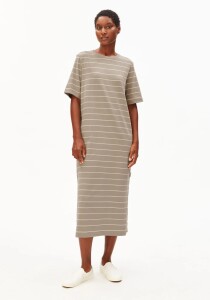 Armedangels Damen Kleid Xelinaa Fine Stripe seal grey-undyed
